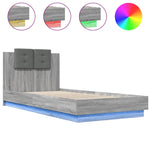 ZNTS Bed Frame with LED without Mattress Grey Sonoma 100x200 cm 3210029