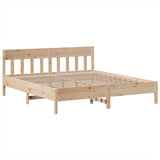 ZNTS Bed Frame without Mattress 180x200 cm Super King Solid Wood Pine 3323251