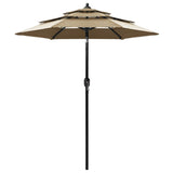 ZNTS 3-Tier Garden Parasol with Aluminium Pole Taupe 2 m 313855