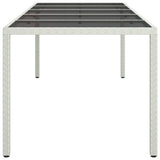 Garden Table White 250x100x75 cm Poly Rattan and Tempered Glass 362556