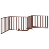 Dog Gate with Door Foldable 4 Panels Brown 320 cm Poplar Wood 352201