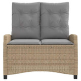 Reclining Garden Bench with Cushions Beige Poly Rattan 368230