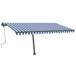 ZNTS Manual Retractable Awning with LED 400x350 cm Blue and White 3069821