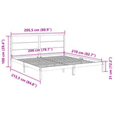 Extra Long Bed Frame without Mattress White 200x210 cm Solid Wood 3309278