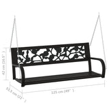 Garden Swing Bench Black Steel and Plastic Medium 317145