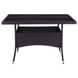 ZNTS Outdoor Dining Table Black Poly Rattan and Glass 46189