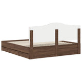 Bed Frame with Drawer Brown Oak 200 x 200 cm Engineer Wood 3413386