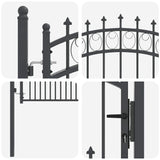 Fence Gate with Spikes Grey 125 x 100 cm Powder-coated steel 42009003