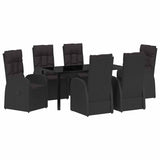 Garden Dining Set with Cushion 7 pcs Black Poly Rattan 3379524