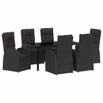 Garden Dining Set with Cushion 7 pcs Black Poly rattan 3379524