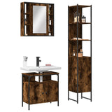 3 Piece Bathroom Cabinet Set Smoked Oak Engineered Wood 3214737