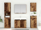 Bathroom Furniture Set with Door 4 pcs Old Wood Engineered Wood 3415801