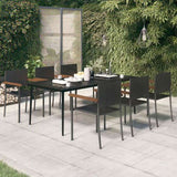7 Piece Garden Dining Set Black 3099423