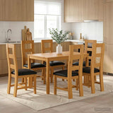 Dining Set 7 pcs Black Solid Oak Wood 3430267