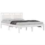 Bed Frame White Solid Pine Wood Double Durable Bed Frame 3105546