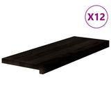 Stair Treads 12 pcs Brown Black 70x30x2 cm Solid Wood Oak 3283043