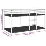 ZNTS Bunk Bed without Mattress Black 100x190 cm Steel 4019878