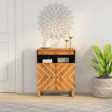 Side Cabinet Brown and Black 60x33.5x75 cm Solid Wood Mango 356808