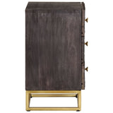 Bed Cabinet Black Solid mango wood, brass powder-coated iron Medium 320813