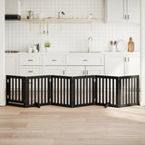 Dog Gate with Door Foldable 6 Panels Black 300 cm Poplar Wood 352253