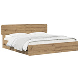 Bed Frame with Storage and Headboard Artisan Oak 180 x 200 cm 3445829