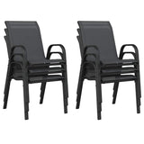 Stackable Garden Chairs 6 pcs Black Textilene Fabric 318783