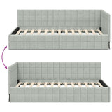 Corner Bed Frame with Headboard Light grey 90 x 200 cm Velvet 42016388