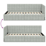 Corner Bed Frame with Headboard Light grey 100 x 200 cm Velvet 42016398
