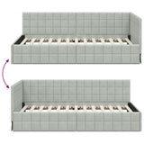 Corner Bed Frame Light Grey 90 cm x 200 cm Velvet 42016388