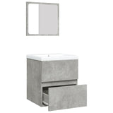 Bathroom Sink Cabinet with Basin and Mirror Concrete Grey 3114174