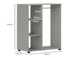 Open Wardrobe on Wheels, Bedroom Wardrobe with Clothes Hanging Rail, 3 Storage Shelves, Mobile T3398P328093