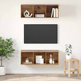 TV Cabinet Set 2 pcs Old Wood 37 x 37 x 107 cm Engineered Wood 3393573