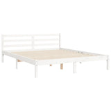 Bed Frame without Mattress White King Size Solid Wood 3194902