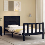 Bed Frame without Mattress Black Small Single Solid Wood Pine 3193170