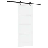 Sliding Door White and Black 83 x 202 cm Solid Pine Wood 3445506