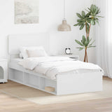 Bed Frame with Headboard White 75 x 190 cm Solid Pine Wood 3412141