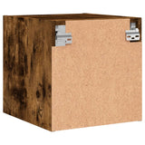 Bedside Cabinets with Glass Doors 2 pcs Smoked Oak 35x37x35 cm 836471