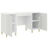 Desk High Gloss White Engineered Wood 142.5 x 50 x 75 cm 3414616