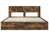Bed Frame with Storage and Headboard Smoked Oak 120 x 190 cm 3414327
