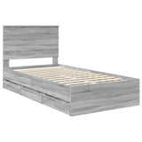 Bed Frame with Drawer Grey Sonoma 100 x 200 cm Engineer Wood 3411150