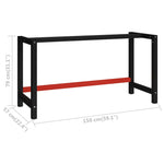 ZNTS Work Bench Frame Metal 150x57x79 cm Black and Red 147929