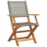 Bistro Set Grey Solid acacia wood, PE rattan 2-seater Foldable 3281851