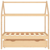 Kids Bed Frame with a Drawer Solid Pine Wood 70x140 cm 322136