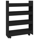 ZNTS Narrow Storage Trolley 4 Tier Black Engineered Wood 855260