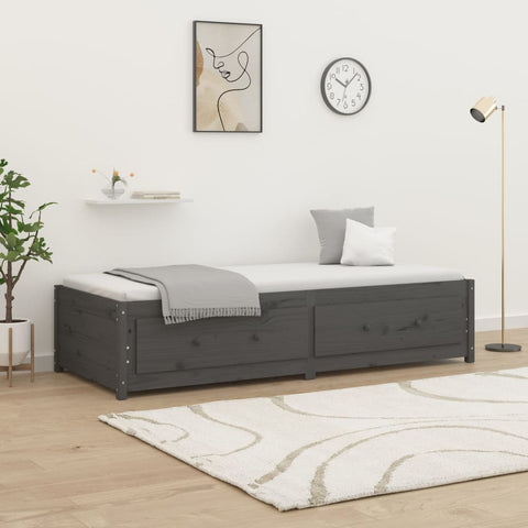 ZNTS Day Bed without Mattress Grey 90x190 cm Single Single Solid Wood Pine 821596