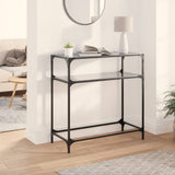 ZNTS Console Table with Black Glass Top 80x35x81 cm Steel 846025