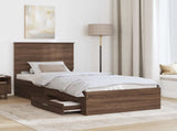 Bed Frame Brown Oak and Silver 75 x 190 cm Engineered Wood 3409718
