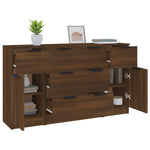 ZNTS 3 Piece Sideboard Set Brown Oak Engineered Wood 3115827