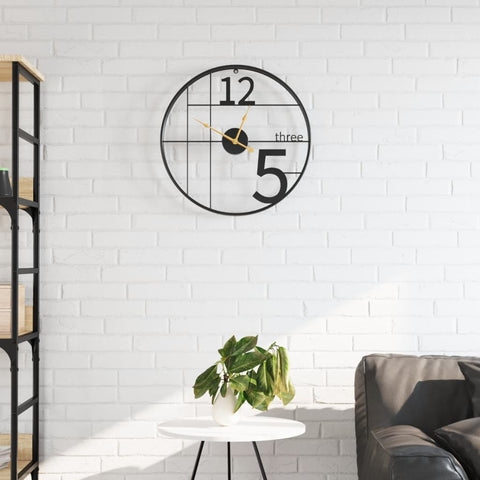 ZNTS Wall Clock Black Ø50 cm Iron 4008401