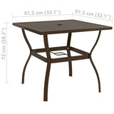 Garden Table Brown 81.5x81.5x72 cm Steel 312279